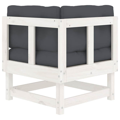 Ecksofa mit Kissen Weiß Massivholz Kiefer