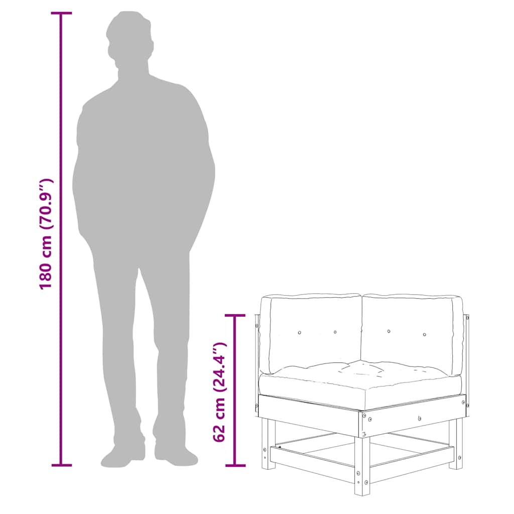 Ecksofa mit Kissen Weiß Massivholz Kiefer