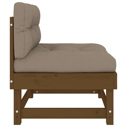 Mittelsofa mit Kissen Honigbraun Massivholz Kiefer