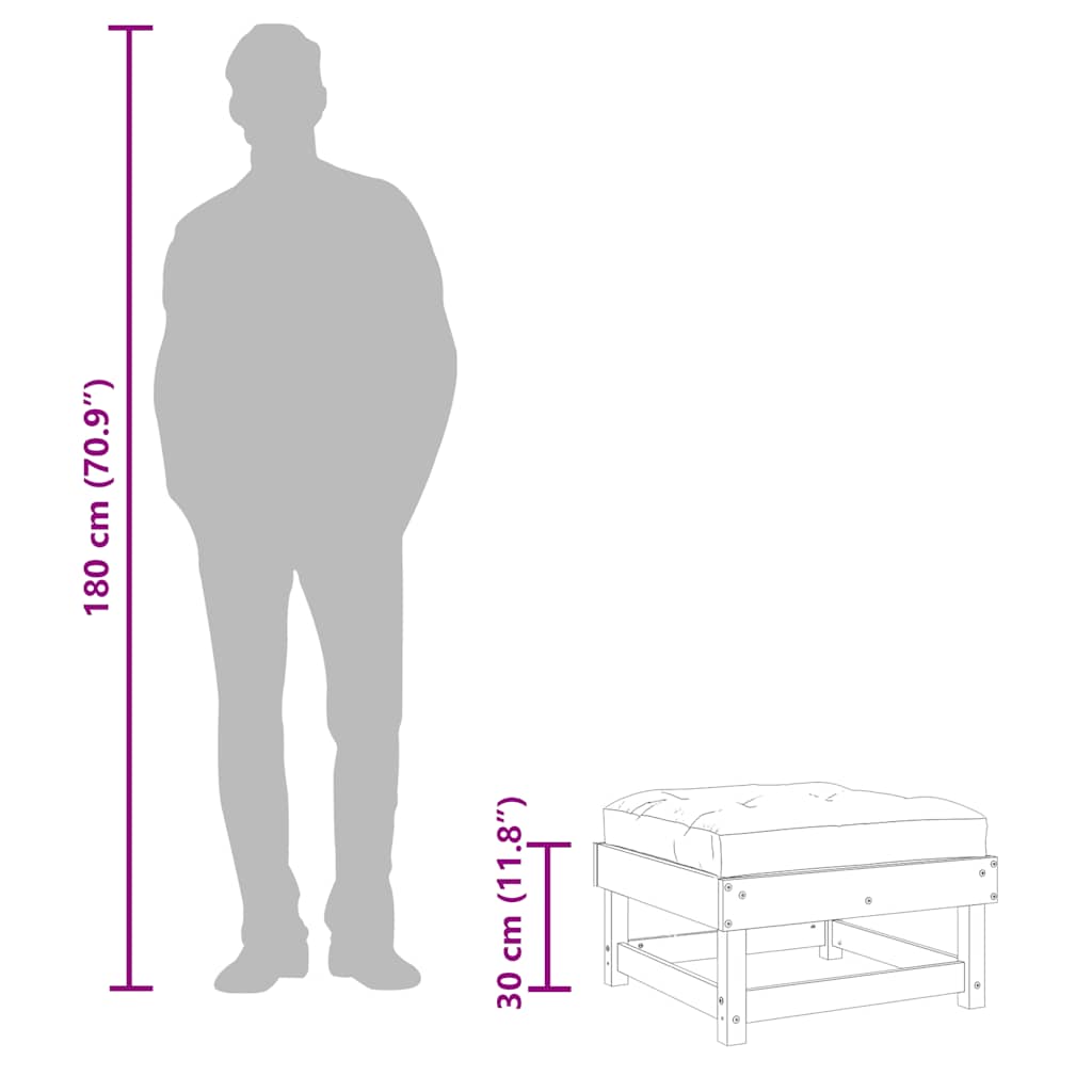 Gartenhocker mit Kissen Massivholz Kiefer