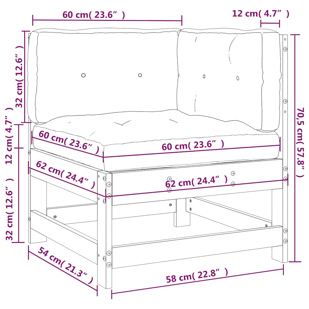 Ecksofa mit Kissen Schwarz Massivholz Kiefer