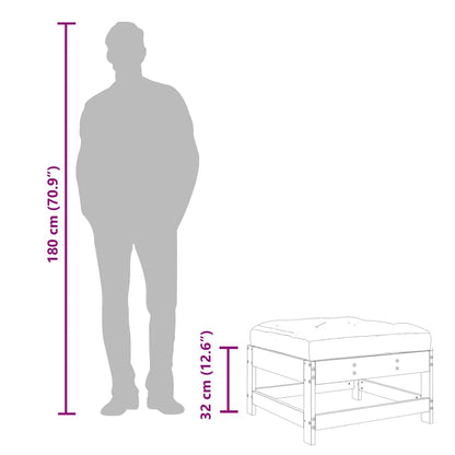 Gartenhocker mit Kissen Weiß Massivholz Kiefer