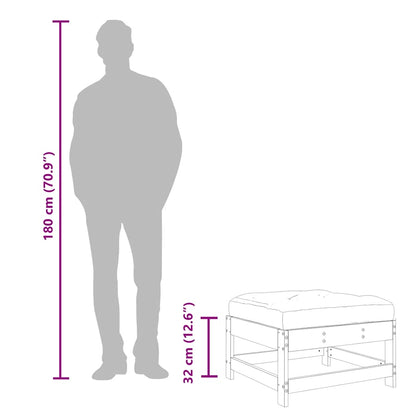 Gartenhocker mit Kissen Schwarz Massivholz Kiefer