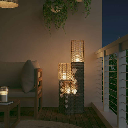 Kerzenhalter 3 Stk. Grau Korbweide