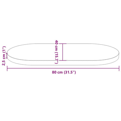 Tischplatte 80x40x2,5 cm Massivholz Kiefer Oval
