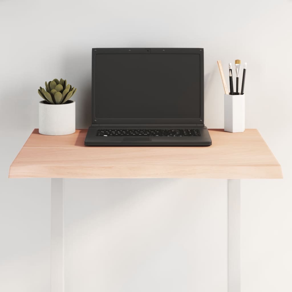 Tischplatte 60x40x2 cm Massivholz Eiche Unbehandelt Baumkante