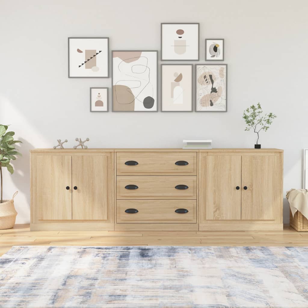 Sideboards 3 Stk. Sonoma-Eiche Holzwerkstoff