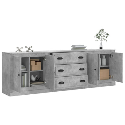 Sideboards 3 Stk. Betongrau Holzwerkstoff
