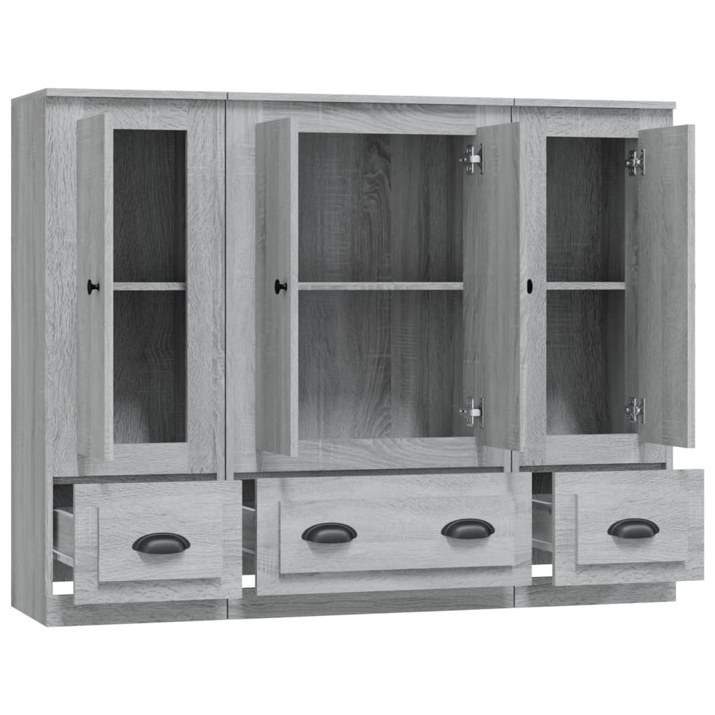 Highboards 3 Stk. Grau Sonoma Holzwerkstoff