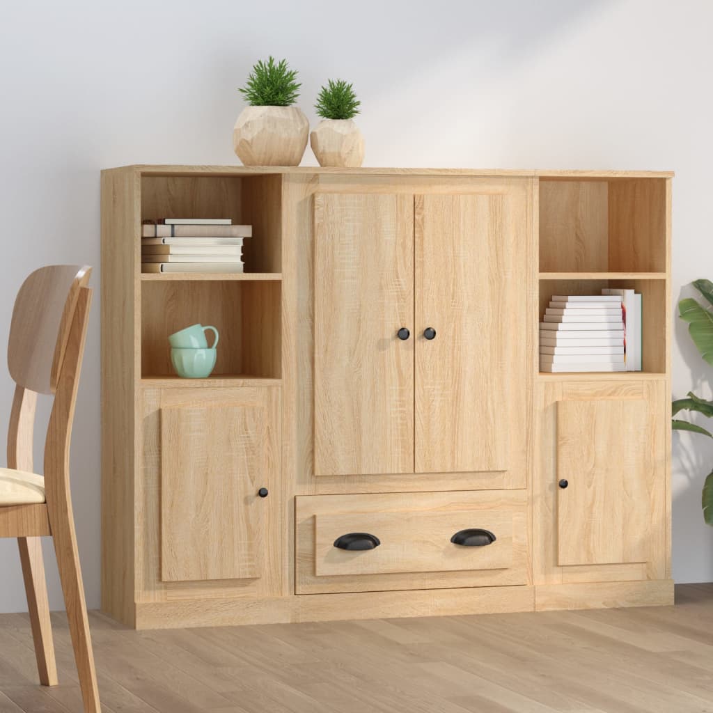 Highboards 3 Stk. Sonoma-Eiche Holzwerkstoff