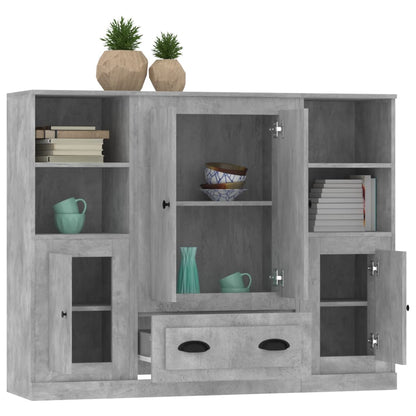 Highboards 3 Stk. Betongrau Holzwerkstoff