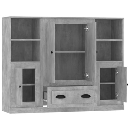 Highboards 3 Stk. Betongrau Holzwerkstoff