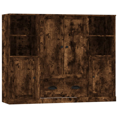 Highboards 3 Stk. Räuchereiche Holzwerkstoff