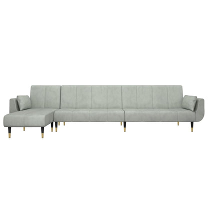 Schlafsofa in L-Form Hellgrau 275x140x70 cm Samt