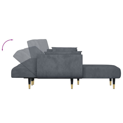 Schlafsofa in L-Form Dunkelgrau 275x140x70 cm Samt