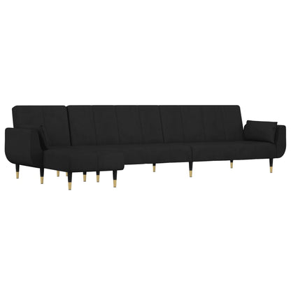 Schlafsofa in L-Form Schwarz 275x140x70 cm Samt