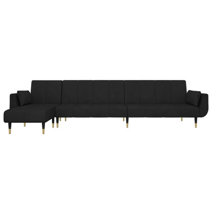 Schlafsofa in L-Form Schwarz 275x140x70 cm Samt