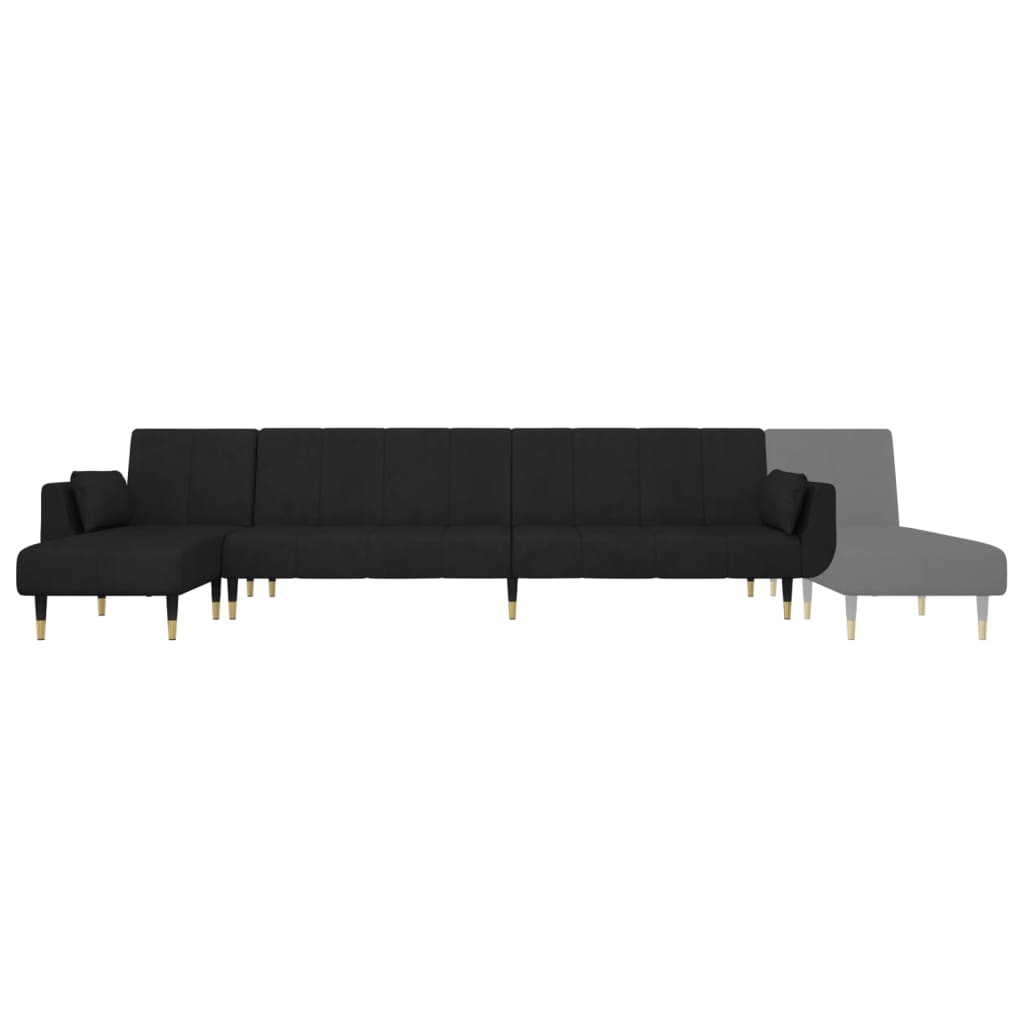 Schlafsofa in L-Form Schwarz 275x140x70 cm Samt