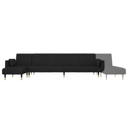 Schlafsofa in L-Form Schwarz 275x140x70 cm Samt
