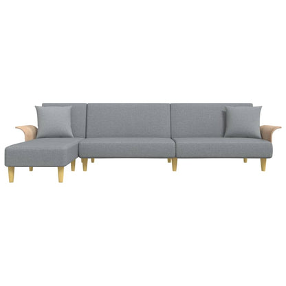 Schlafsofa in L-Form Hellgrau 279x140x70 cm Stoff