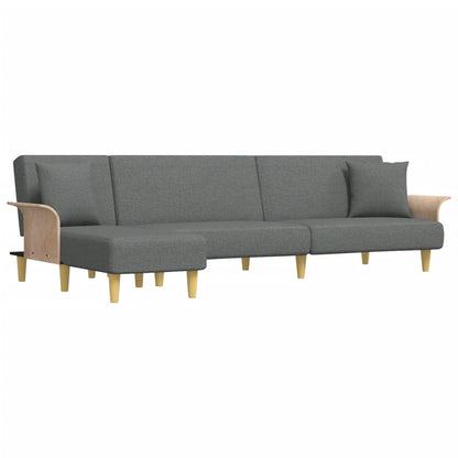 Schlafsofa in L-Form Dunkelgrau 279x140x70 cm Stoff