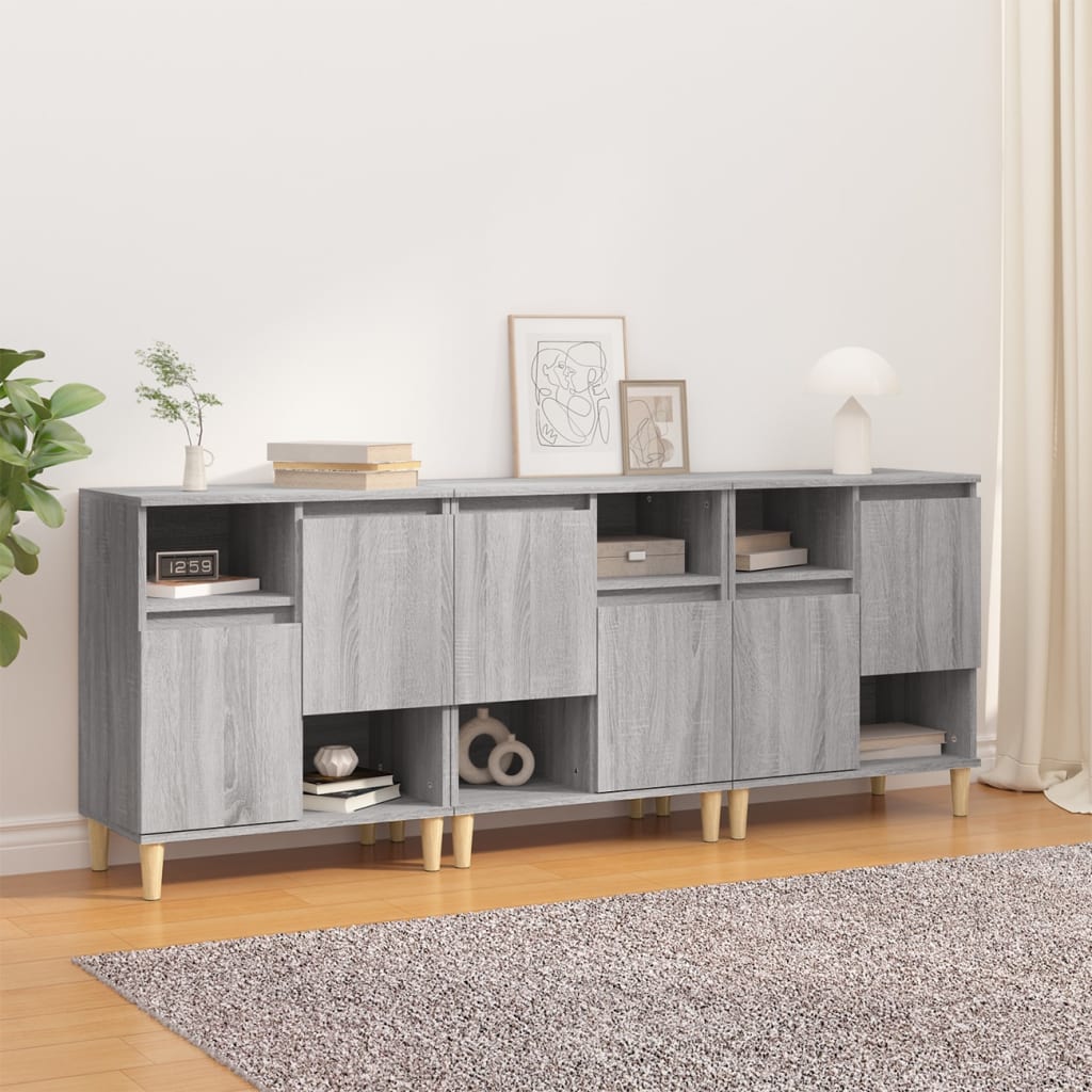 Sideboards 3 Stk. Grau Sonoma 60x35x70 cm Holzwerkstoff