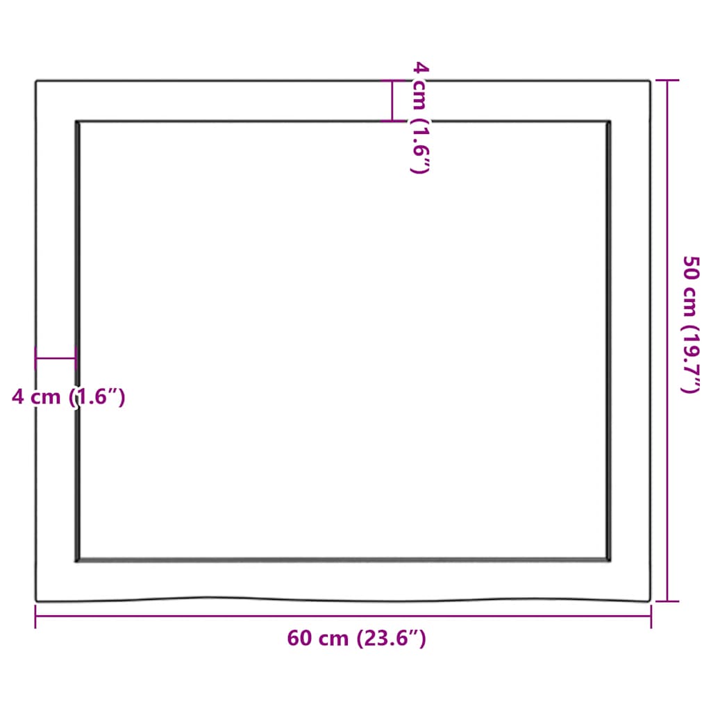 Waschtischplatte Hellbraun 60x50x(2-4) cm Massivholz Behandelt