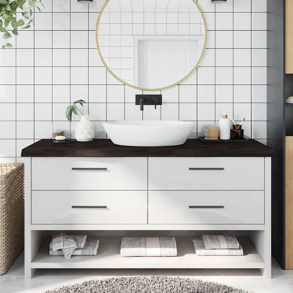 Waschtischplatte Dunkelbraun 160x60x(2-6)cm Massivholz