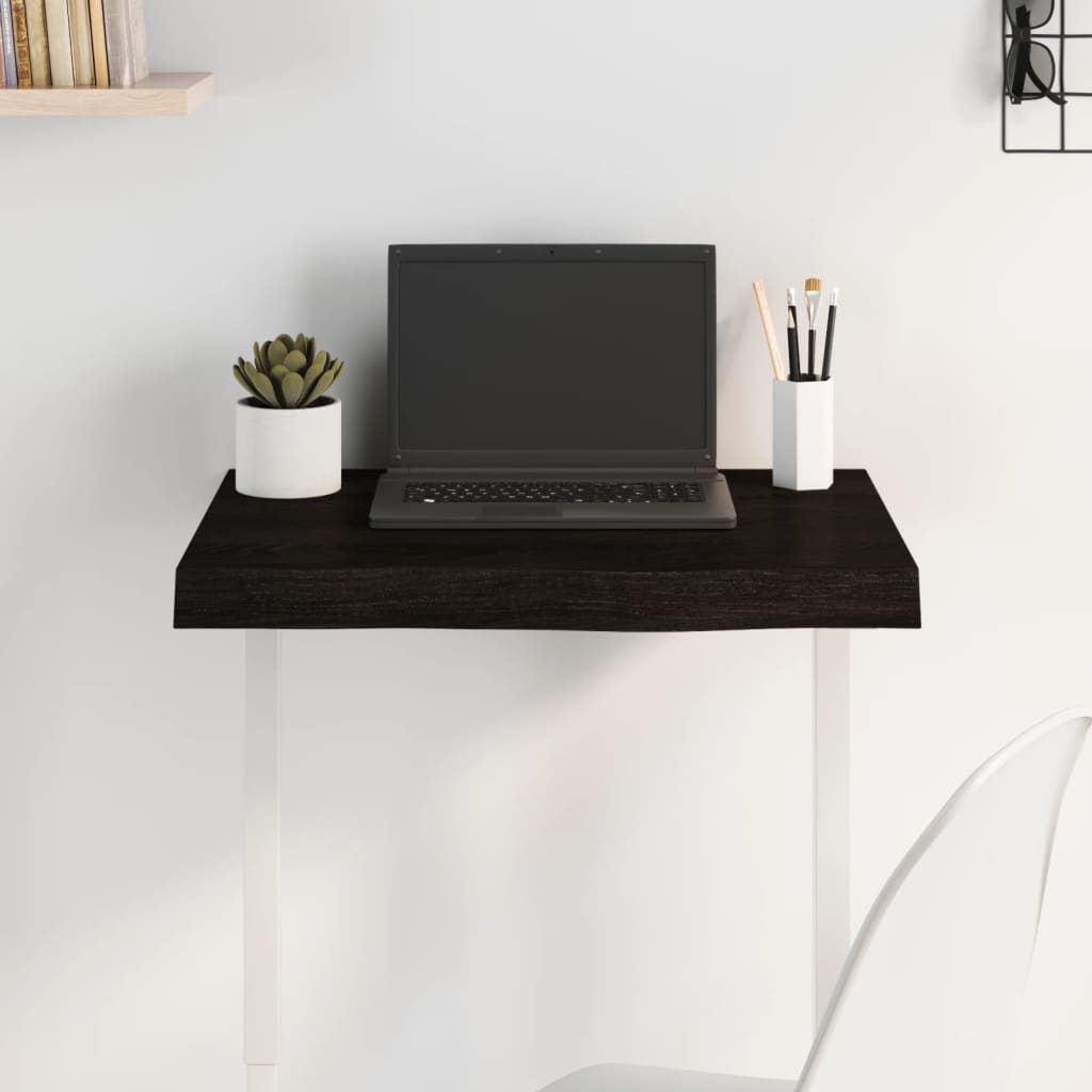 Tischplatte Dunkelbraun 60x40x(2-6)cm Massivholz Eiche