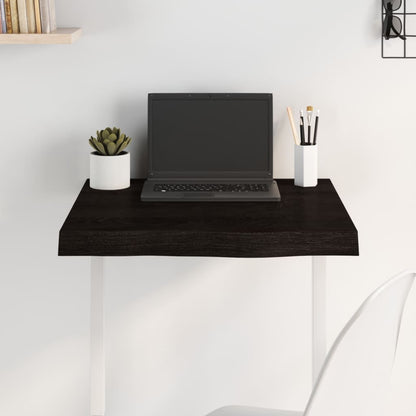 Tischplatte Dunkelbraun 60x60x(2-6)cm Massivholz Eiche