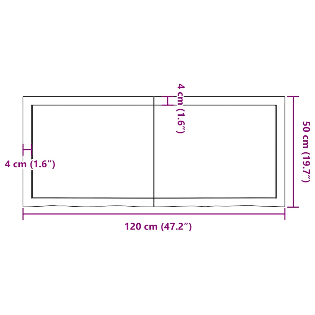 Tischplatte Dunkelbraun 120x50x(2-6)cm Massivholz Eiche