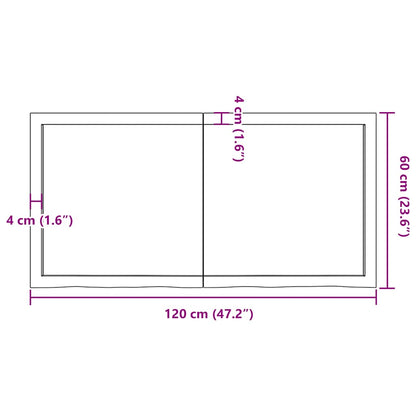 Tischplatte Dunkelbraun 120x60x(2-6)cm Massivholz Eiche