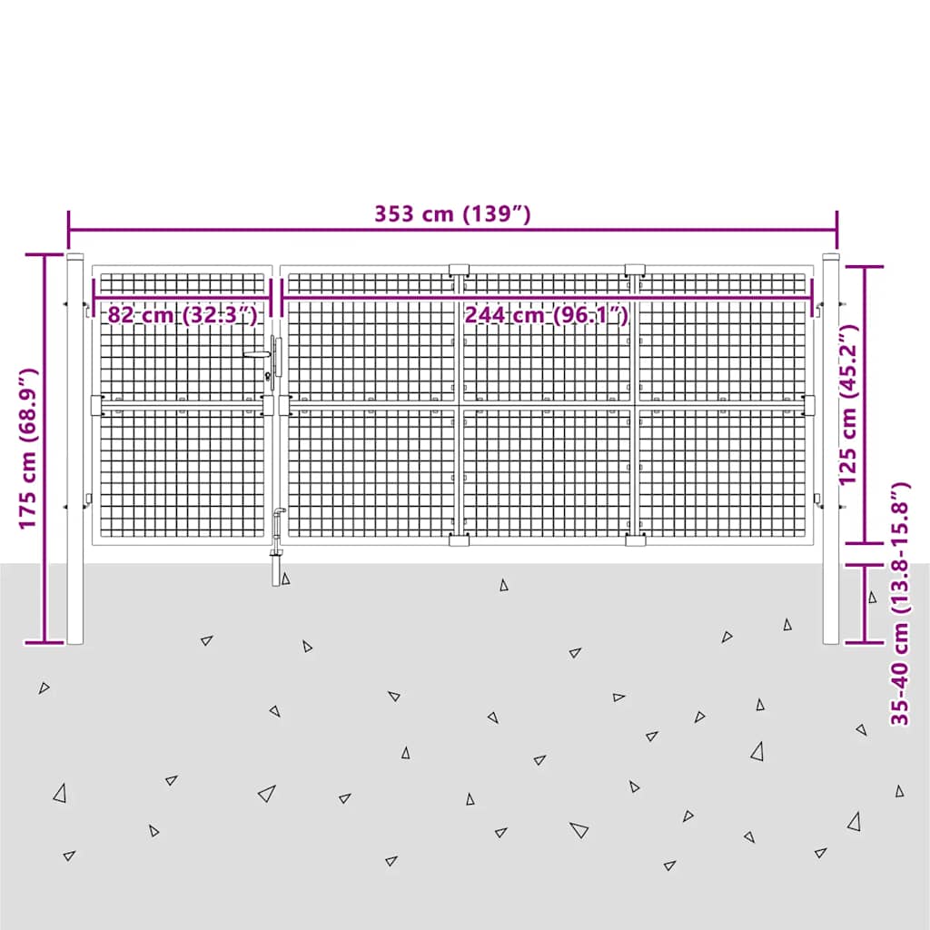 Maschen-Gartentor Grün 350x125 cm Verzinkter Stahl