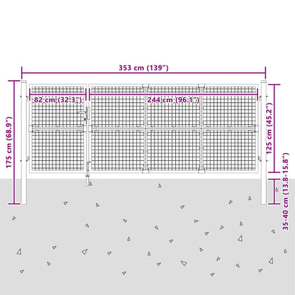 Maschen-Gartentor Grün 350x125 cm Verzinkter Stahl