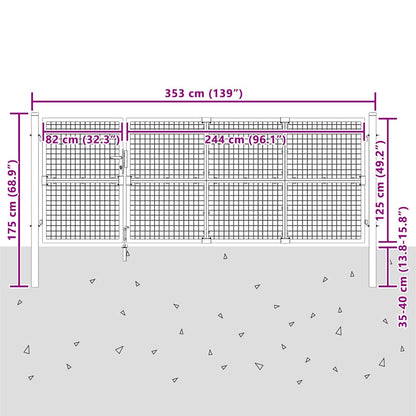 Maschen-Gartentor Anthrazit 350x125 cm Verzinkter Stahl