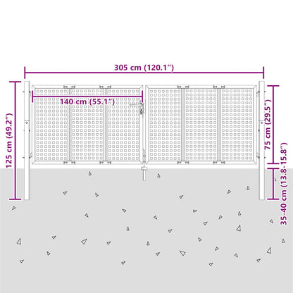 Gartentor Anthrazit 300x75 cm Stahl