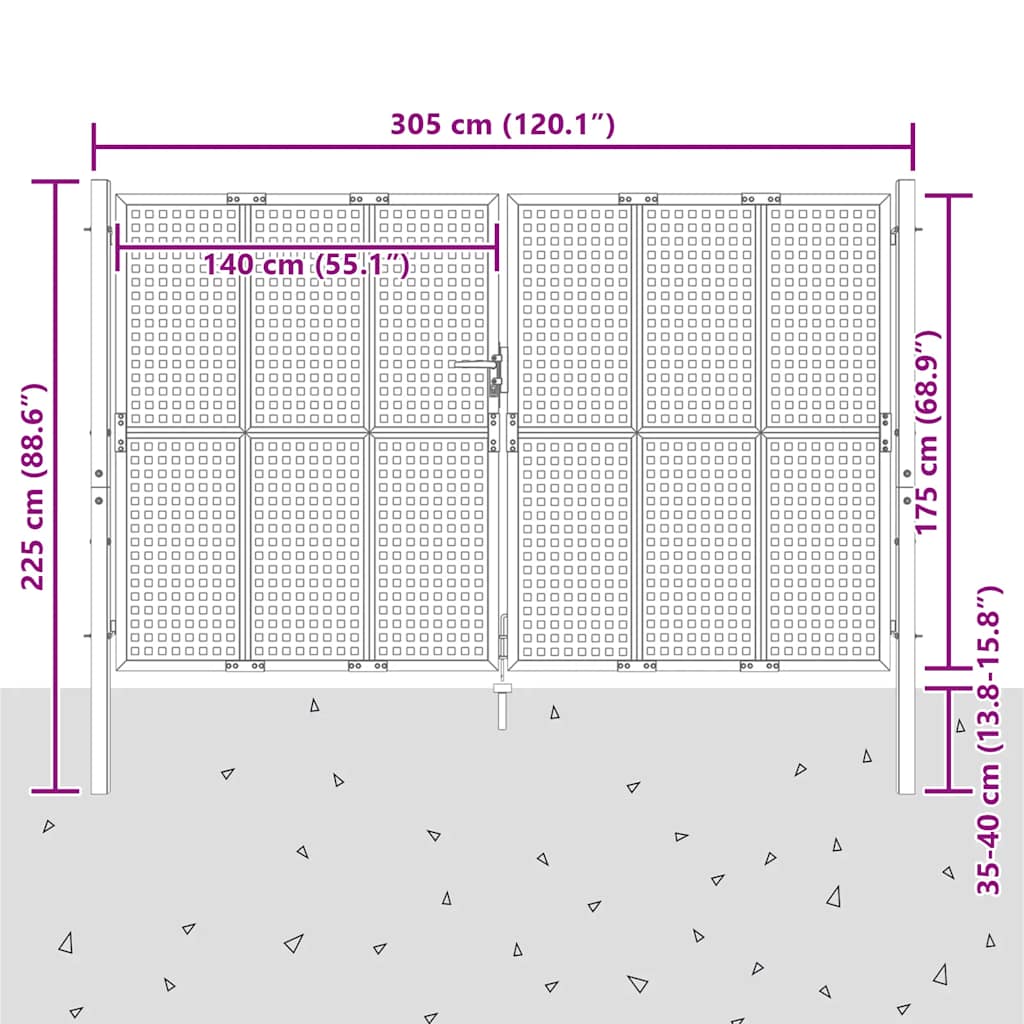 Gartentor Anthrazit 300x175 cm Stahl