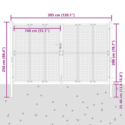 Gartentor Anthrazit 300x200 cm Stahl