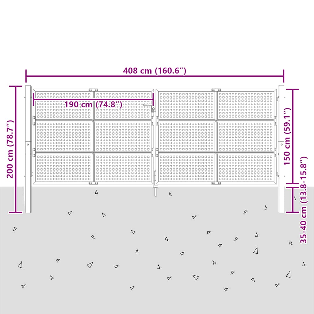 Gartentor Anthrazit 400x150 cm Stahl