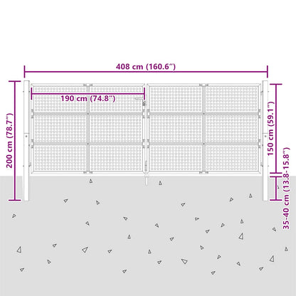 Gartentor Anthrazit 400x150 cm Stahl
