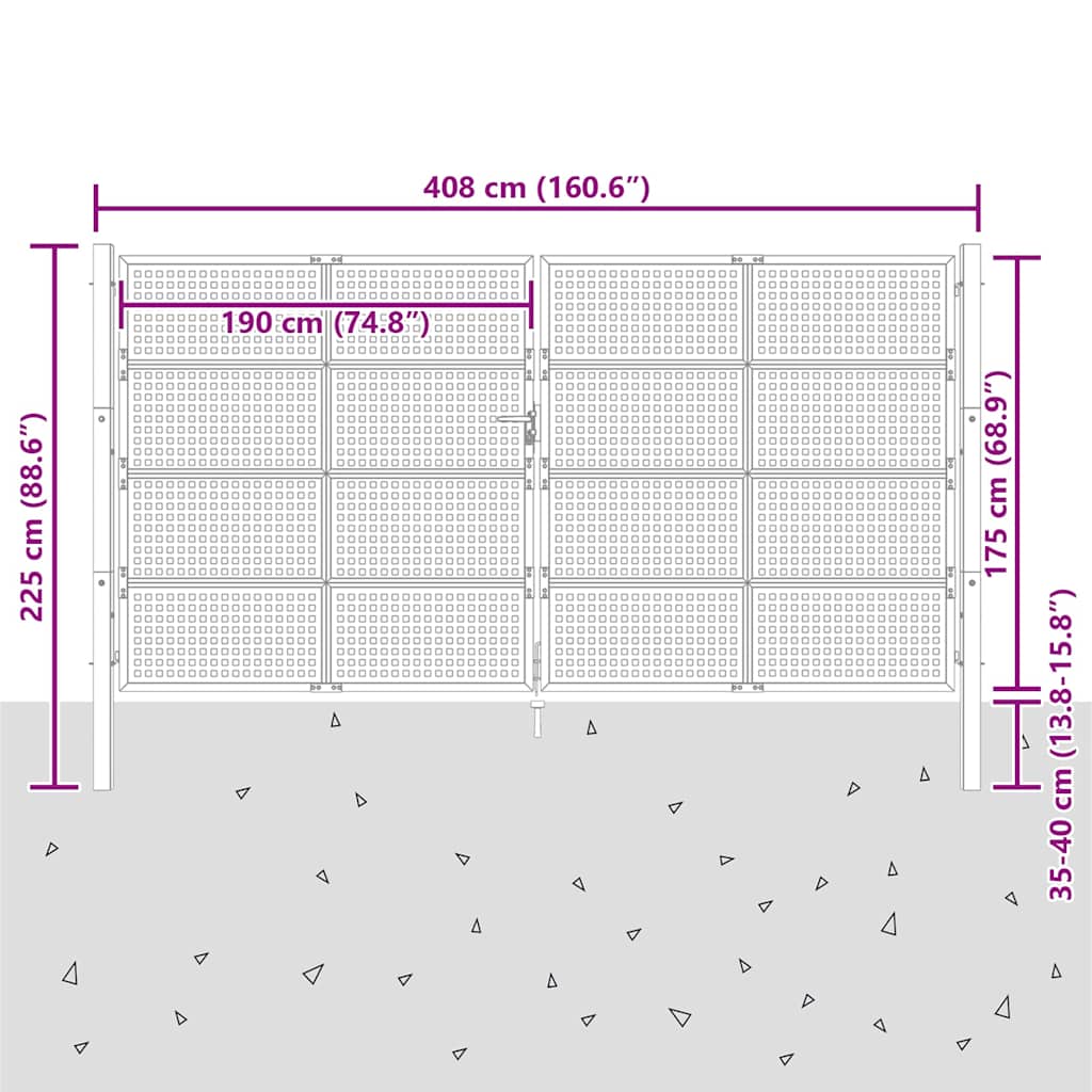 Gartentor Anthrazit 400x175 cm Stahl