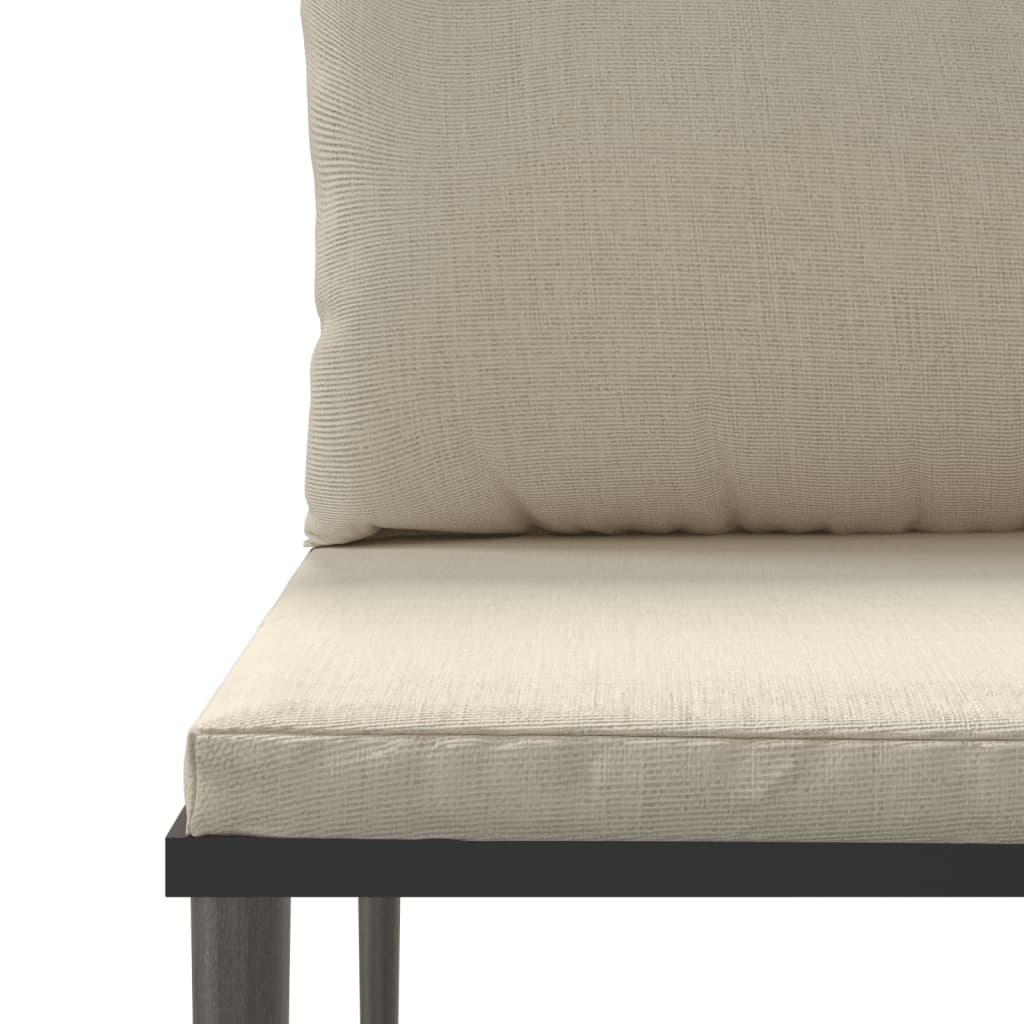 5-tlg. Garten-Lounge-Set mit Kissen Grau Poly Rattan