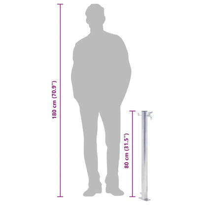 Wassersäule für den Garten 80 cm Edelstahl Rund
