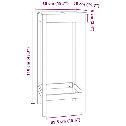Bartisch 50x50x110 cm Massivholz Kiefer