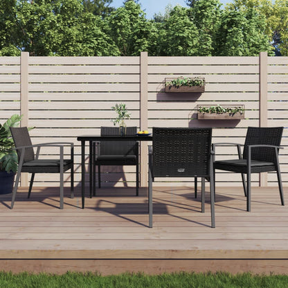 5-tlg. Garten-Essgruppe mit Kissen Poly Rattan und Stahl