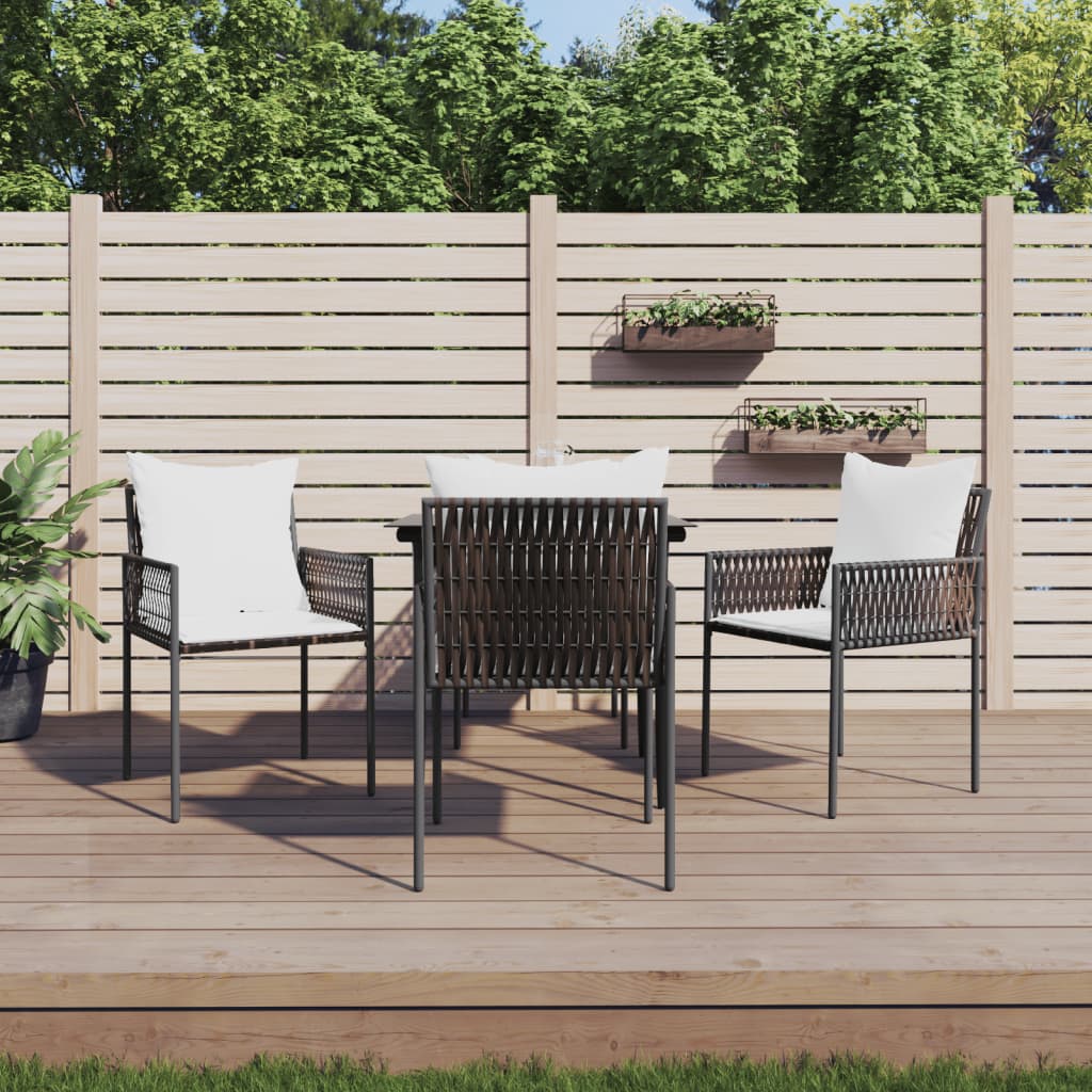 5-tlg. Garten-Essgruppe mit Kissen Poly Rattan und Stahl