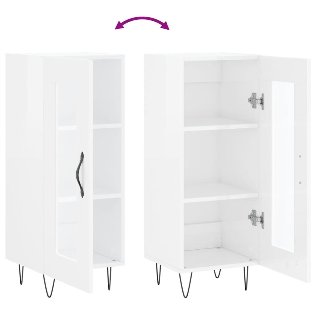 Sideboard Hochglanz-Weiß 34,5x34x90 cm Holzwerkstoff