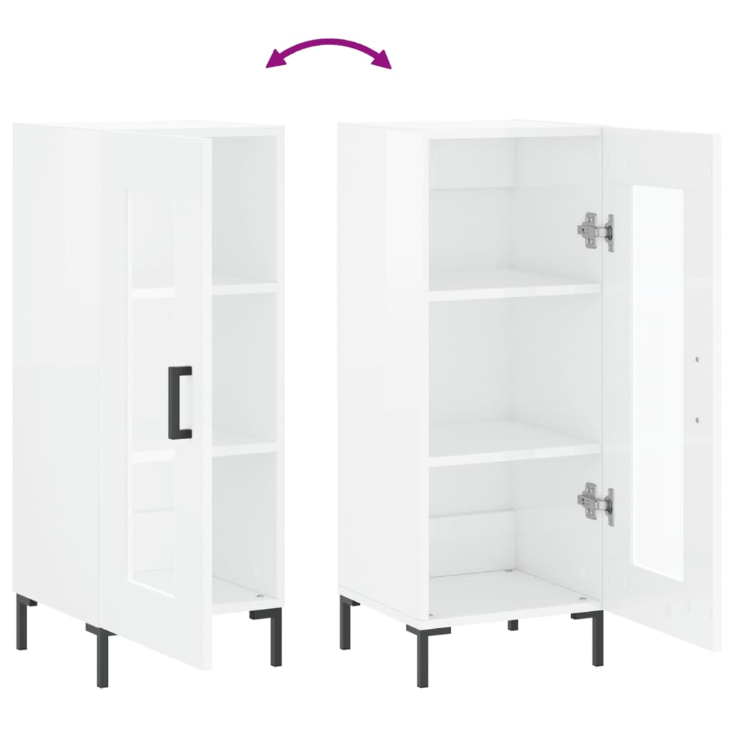 Sideboard Hochglanz-Weiß 34,5x34x90 cm Holzwerkstoff