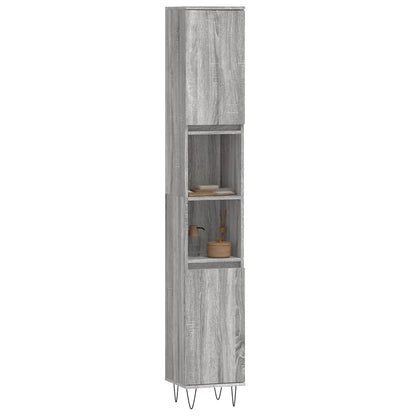 Badschrank Grau Sonoma 30x30x190 cm Holzwerkstoff