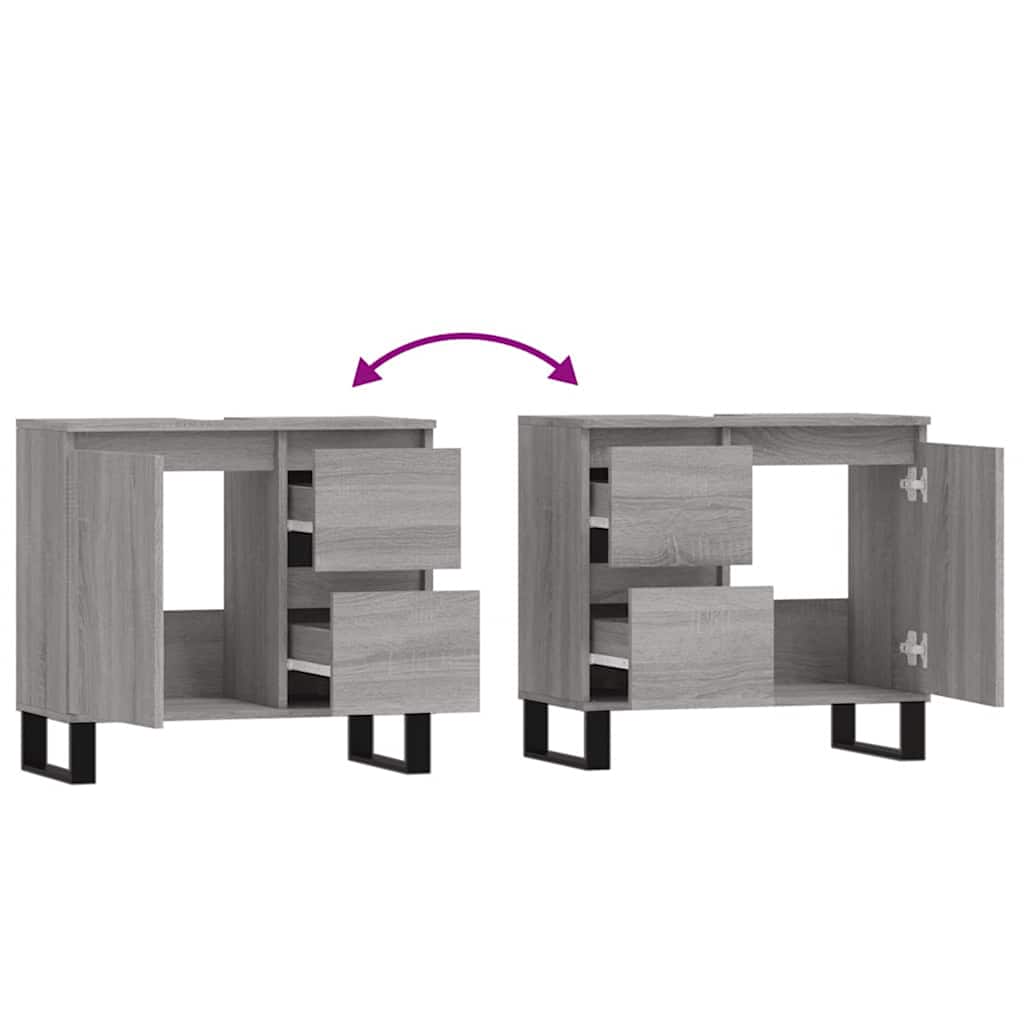 Badschrank Grau Sonoma 65x33x60 cm Holzwerkstoff